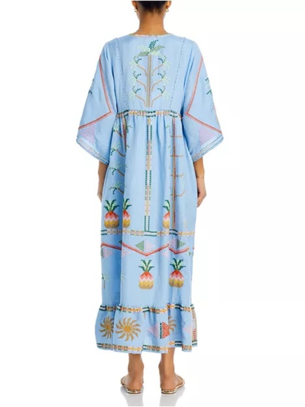 FARM Rio Embroidered Pineapple Linen Maxi Dress / Swim Cover Up - Picture 14 of 14